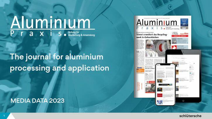Title page of Aluminium Praxis media data for 2023